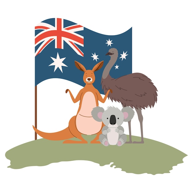 bandera de australia con animales