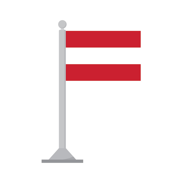 Bandera de Austria en el asta de bandera aislada