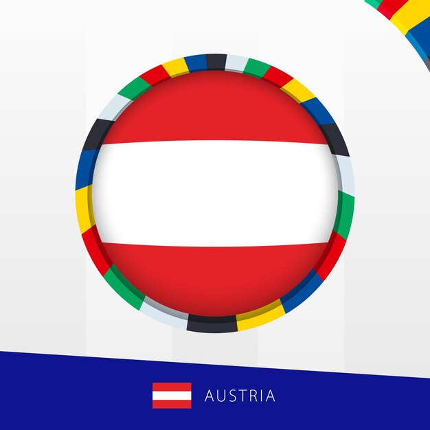 Bandera de Austria con un colorido círculo en el borde