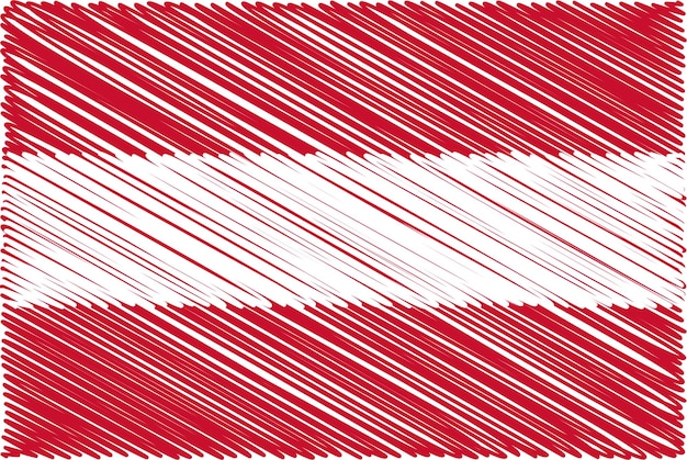 Vector bandera de austria con efecto de garabatos de boceto