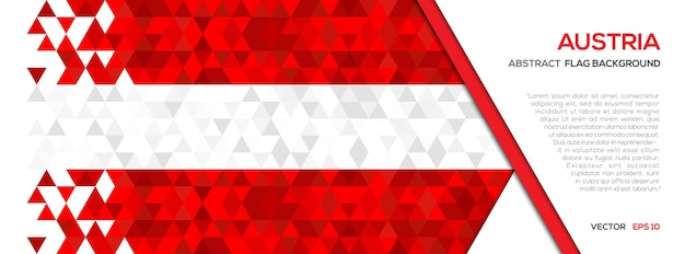 Bandera de austria con fondo de forma geométrica de polígono abstracto