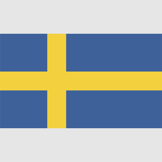 Vector una bandera azul y amarilla con la palabra suecia.