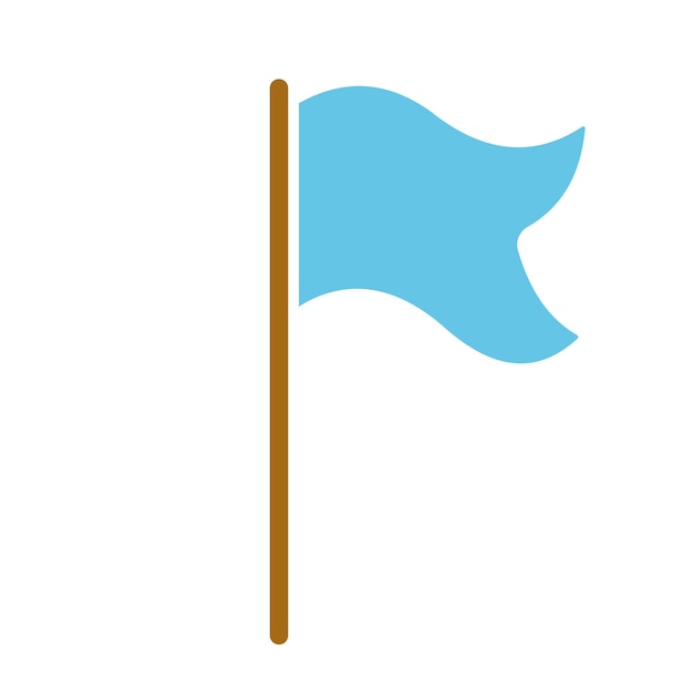Bandera azul Apuntar a la vista objetivo llegar a la meta destino agitando ir hacia su sueño decoración para la fiesta de vacaciones símbolo de la victoria del estado del país icono colorido sobre fondo blanco