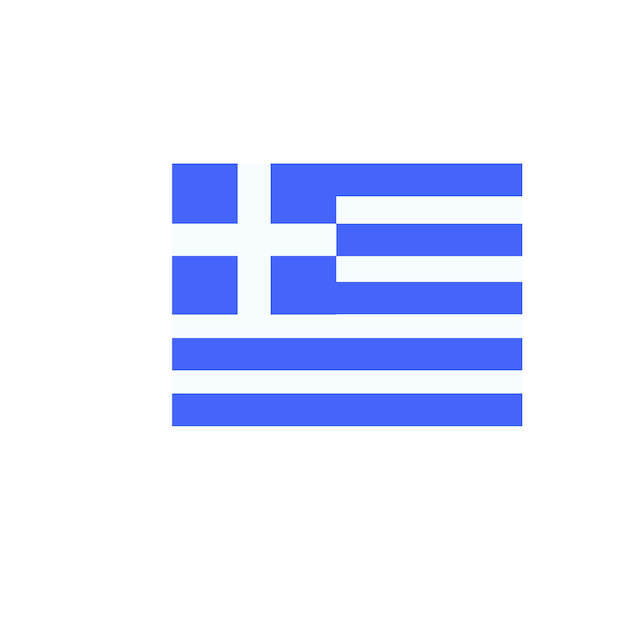 bandera azul y blanca con un diseño azul en ella