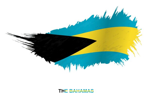 Bandera de las bahamas en estilo grunge con efecto de ondulación, bandera de trazo de pincel grunge vector.