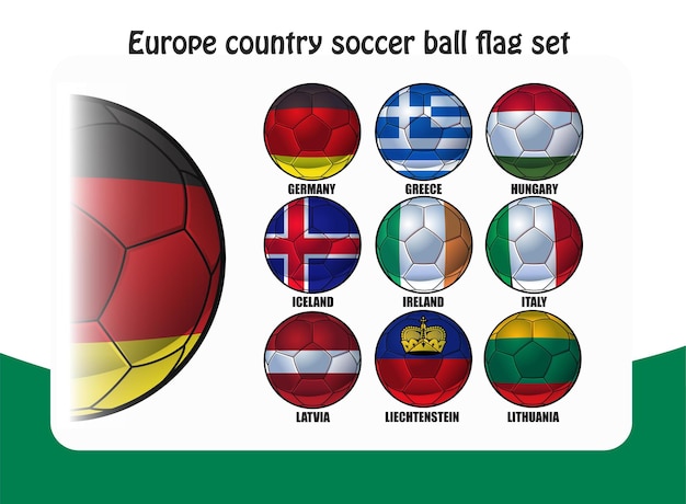 Vector bandera de balón de fútbol de país de europa