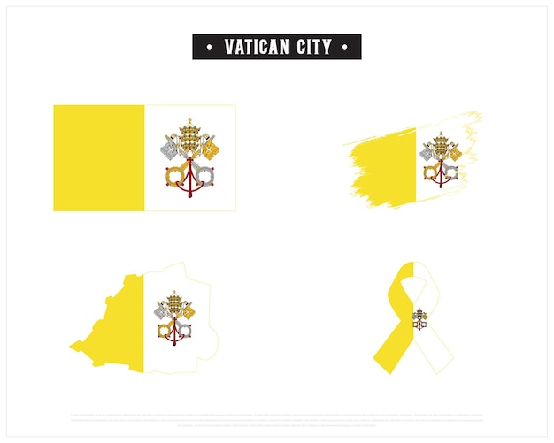 Bandera Bandeira de la Ciudad del Vaticano Bandera de cinta y mapa de la ciudad del Vaticano sobre fondo blanco