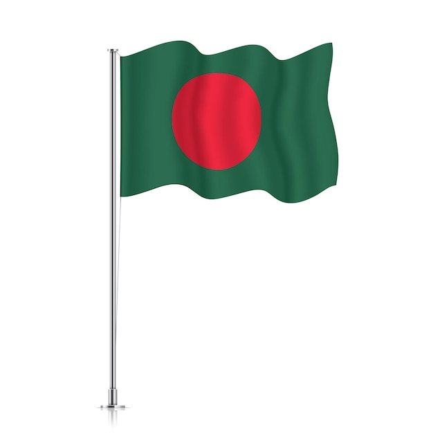 Bandera de bangladesh ondeando en un poste metálico