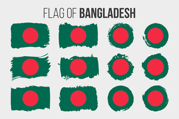 Bandera de bangladesh trazo de pincel de ilustración y banderas grunge de bangladesh aislado en blanco