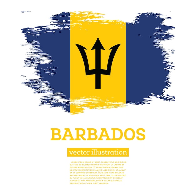 Bandera de Barbados con pinceladas Vector Ilustración Día de la Independencia