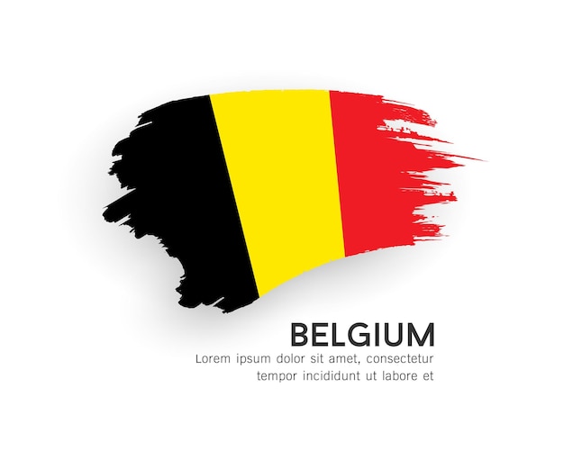 Bandera de Bélgica diseño de trazo de pincel aislado sobre fondo blanco EPS10 ilustración vectorial