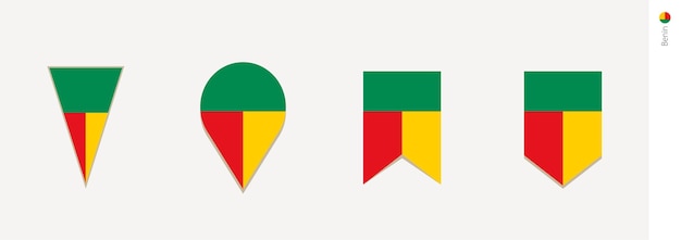 Bandera de Benín en la ilustración de vector de diseño vertical