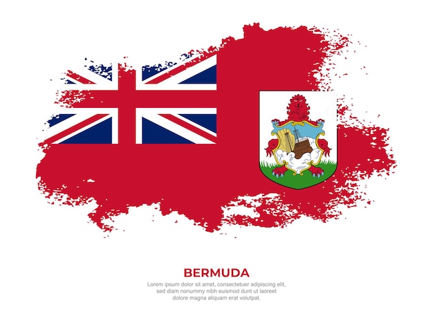 Bandera de las Bermudas de estilo grunge vintage con ilustración vectorial de efecto de pincel sobre fondo sólido