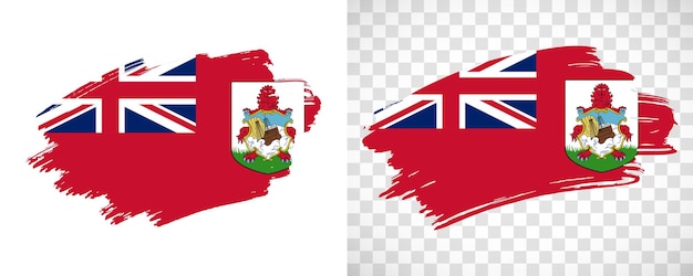 Bandera de las Bermudas pintada artísticamente con pincel sobre un fondo transparente y sólido