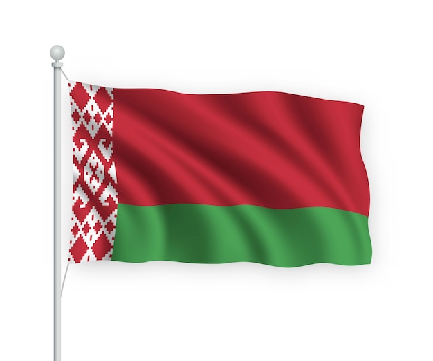 Bandera de bielorrusia en el asta de la bandera aislado en blanco