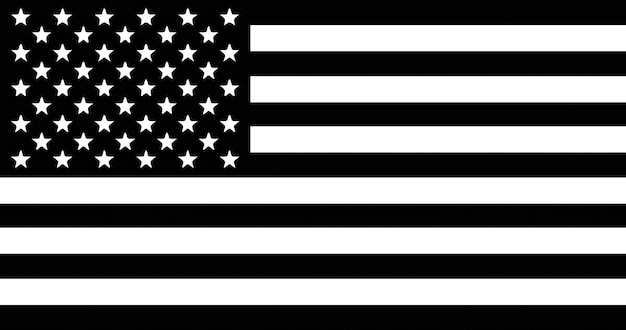 Bandera blanca y negra con la palabra ee.uu.