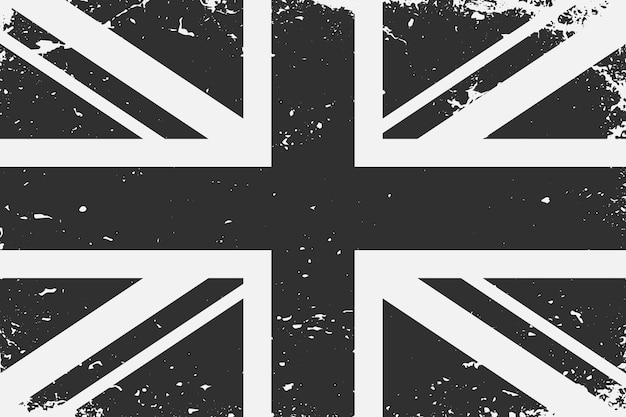 Bandera en blanco y negro de estilo grunge uniteg kingdom