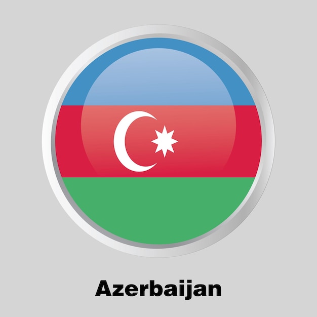 Bandera de botón vectorial de Azerbaiyán en bastidor redondo