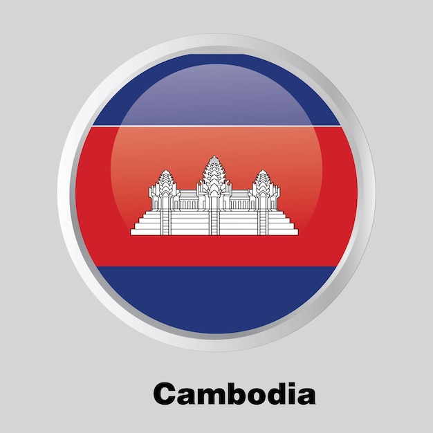 Bandera de botón vectorial de Camboya en marco redondo