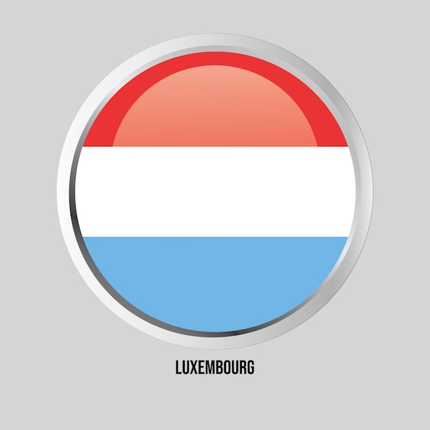 Vector bandera de botón vectorial del estado de luxemburgo de europa en marco redondo