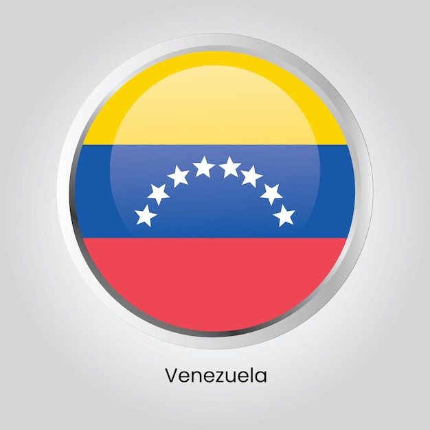 Bandera de botón vectorial del estado de Venezuela de América del Sur en marco redondo