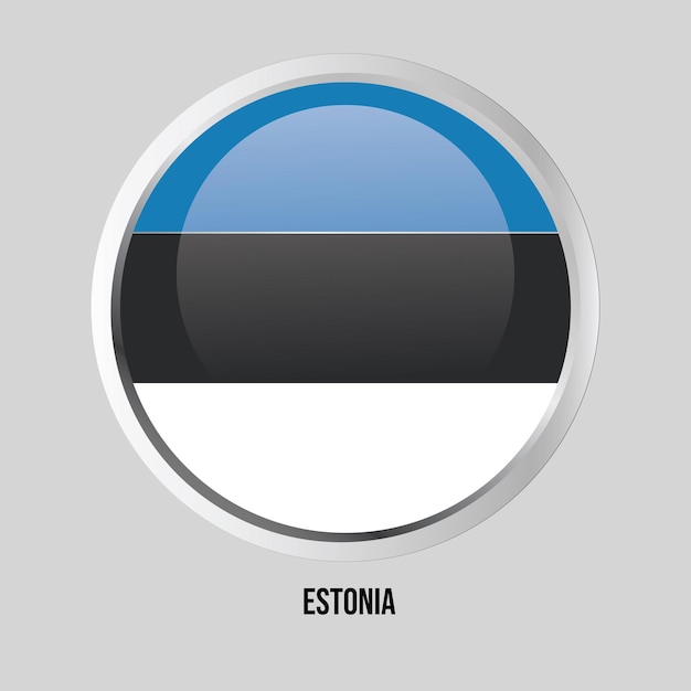 Bandera de botón vectorial de Estonia Estado de Europa en marco redondo