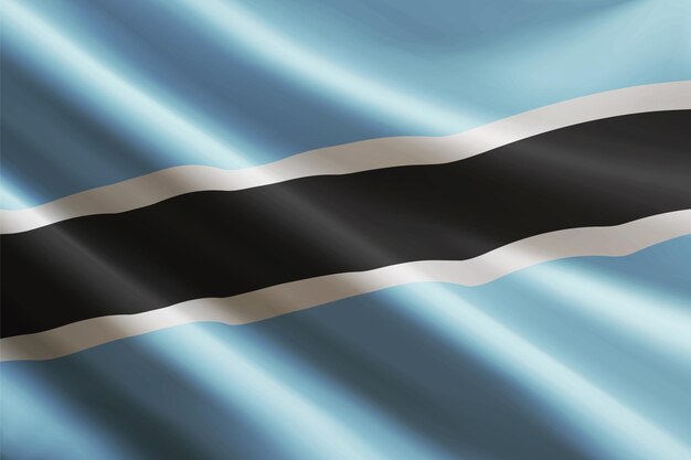 La bandera de Botswana ondeando en el viento con una textura de seda detallada