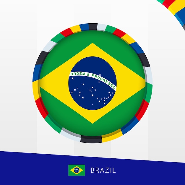 Bandera de Brasil con un círculo de colores en el borde