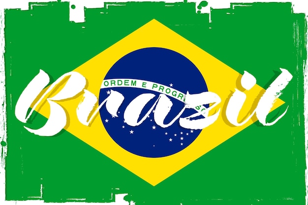 Vector bandera de brasil con pincel grunge