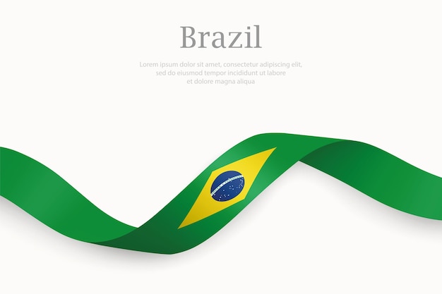 Bandera de Brasil con trazo de pincel grunge en 3D