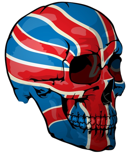 Bandera británica pintada en una calavera