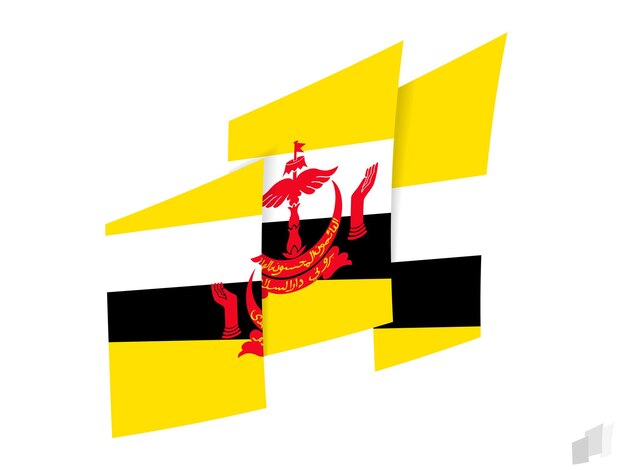 Vector bandera de brunei en un diseño abstracto rasgado diseño moderno de la bandera de brunei