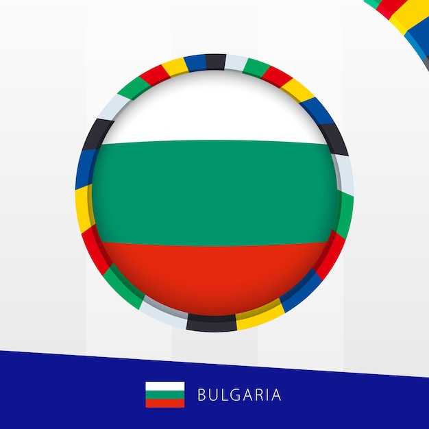 Bandera de Bulgaria con un círculo de colores en el borde