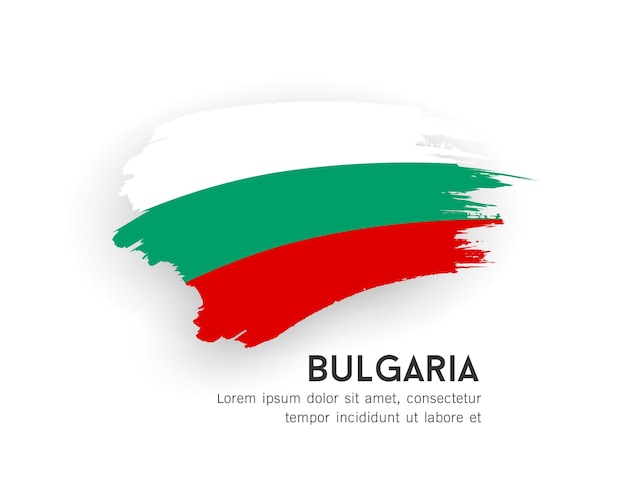 Bandera de bulgaria, diseño de trazo de pincel aislado sobre fondo blanco, ilustración vectorial eps10