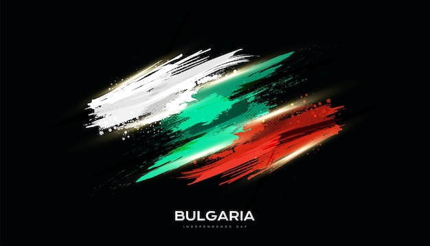 Bandera de bulgaria con efecto grunge estilo pincel y luz dorada