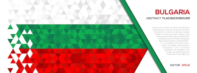 Bandera de Bulgaria con fondo de forma geométrica de polígono abstracto