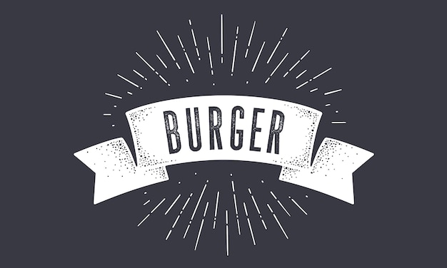 Vector bandera burger. banner de bandera de la vieja escuela con texto burger.