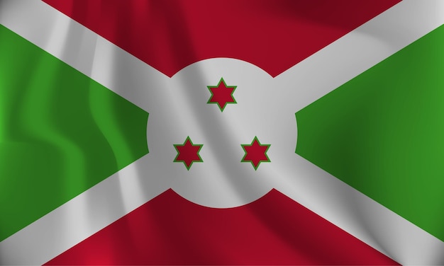 Vector bandera de burundi con efecto ondulado debido al viento