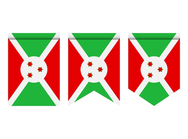 Bandera de Burundi o banderín aislado sobre fondo blanco. Icono de la bandera del banderín.