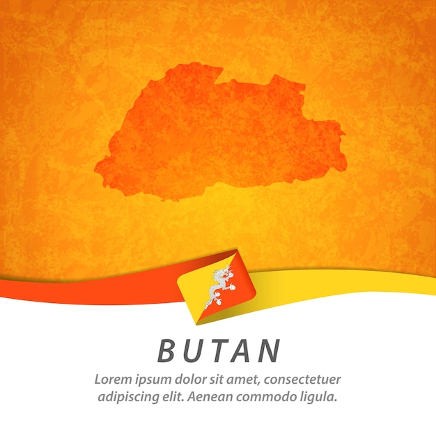 Bandera de Butan con mapa central