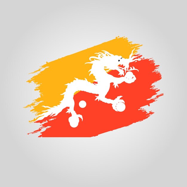 Bandera de Bután vectorial Trazo de pincel con plantilla de fondo grunge