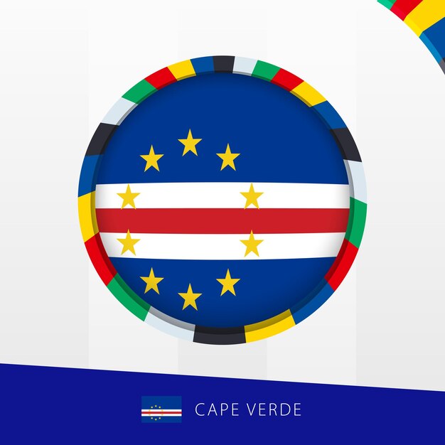 Bandera de Cabo Verde con un círculo de colores en el borde