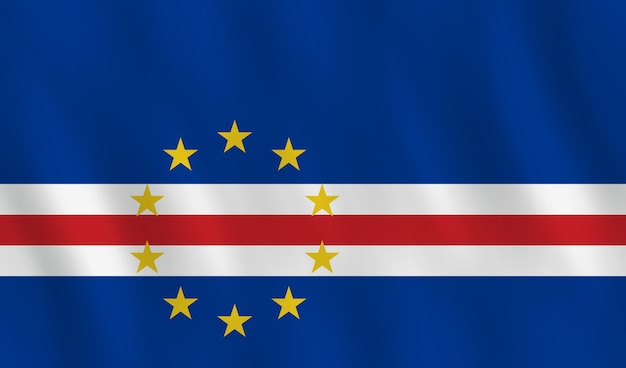 Bandera de cabo verde con efecto ondulado, proporción oficial.