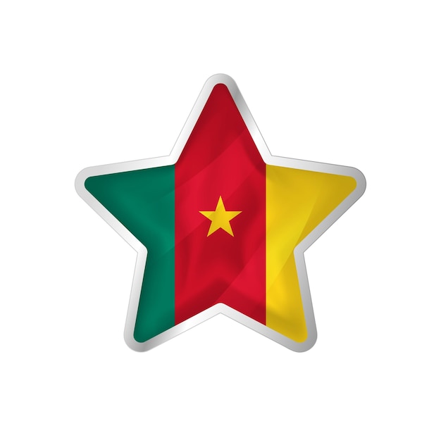 Bandera de Camerún en estrella. Plantilla de estrella y bandera de botón. Fácil edición y vector en grupos.