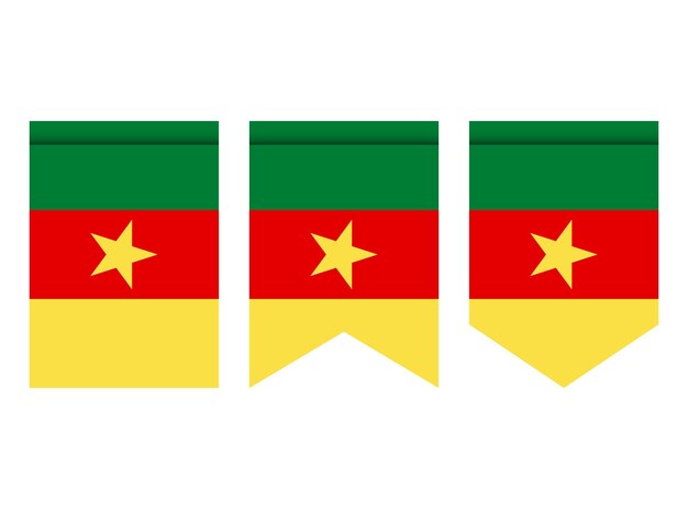 Bandera de Camerún o banderín aislado sobre fondo blanco. Icono de la bandera del banderín.