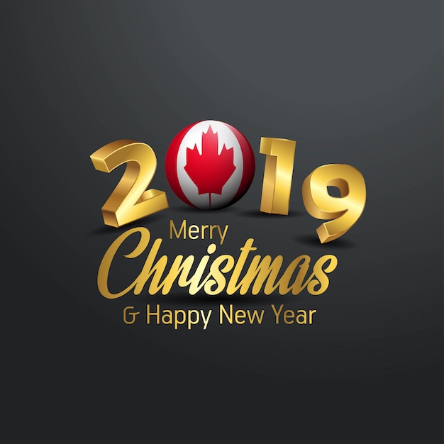 Bandera de canadá 2019 tipografía de feliz navidad