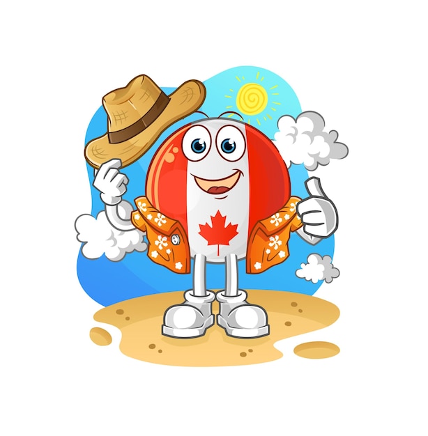 Bandera de canadá ir de vacaciones vector de mascota de dibujos animados