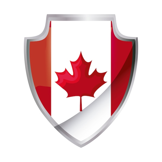 Bandera de Canadá patriótico en forma de escudo
