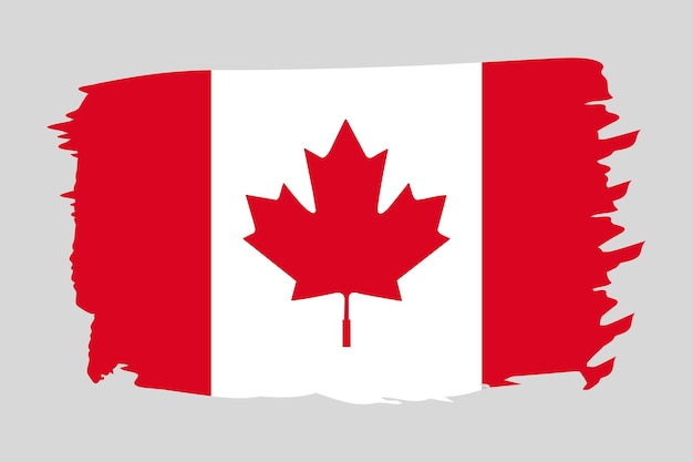 Bandera de canadá pintada con un trazo de pincel concepto abstracto bandera nacional canadiense en estilo grunge ilustración vectorial