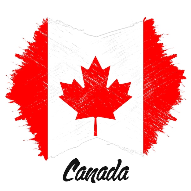 Vector bandera canadiense con pincel grunge